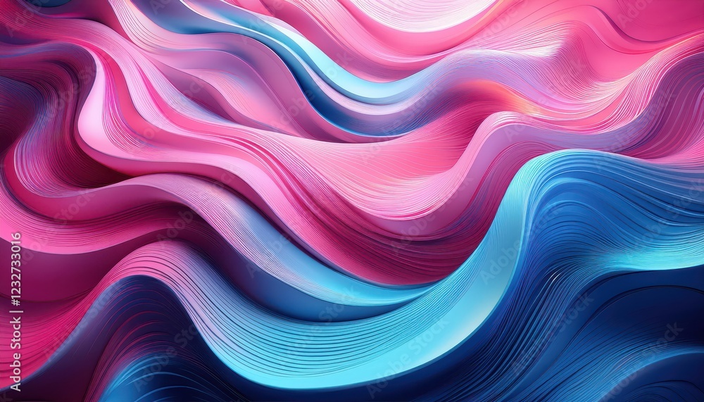 Aufkleber striking abstraction a vibrant swirl of pink and blue in a deeply textured, wavy background with a m