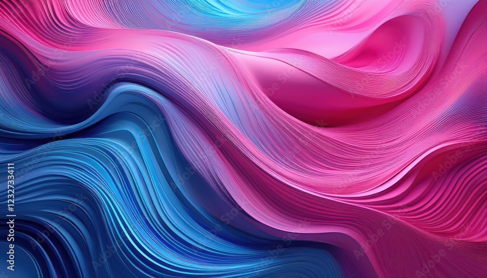 Poster vibrant and mesmerizing abstract composition featuring a swirling pink and blue wavy background with