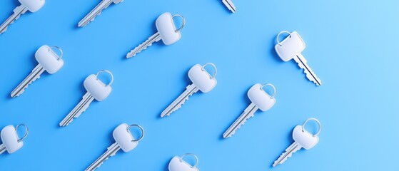 multiple white keys on a blue background
