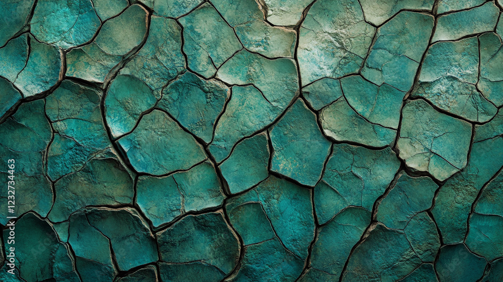 Aufkleber unique texture of cracked turquoise surface with intricate patterns displayed artistically