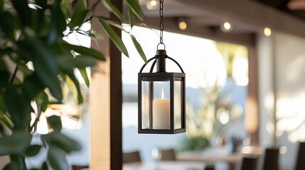 Vintage Lantern with Flickering Flame and Warm Ambient Lighting