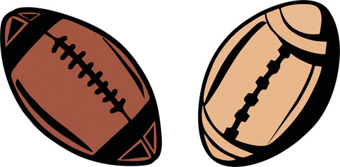 Rugby or American football emblem isolated on white background. Tournament and competition or tournament banner or poster for media and web.