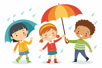children with umbrella