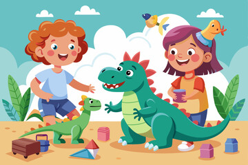 children with a dragon