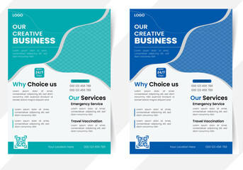 Creative Modern Business Flyer Template With Abstract Shapes For Multipurpose Use, Blue gradient design suitable for business marketing, promotion, advertisement as a brochure cover template