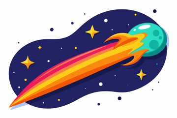 colorful cartoon illustration of a comet