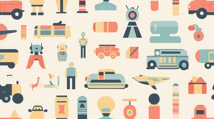 Graphic pattern with boys toys concept