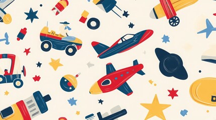 Graphic pattern with boys toys concept