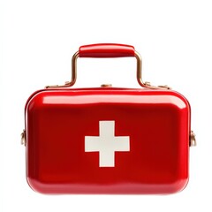 Obraz premium red first aid kit isolated on white background