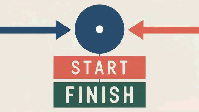 Start and finish concept with arrows and minimal design.