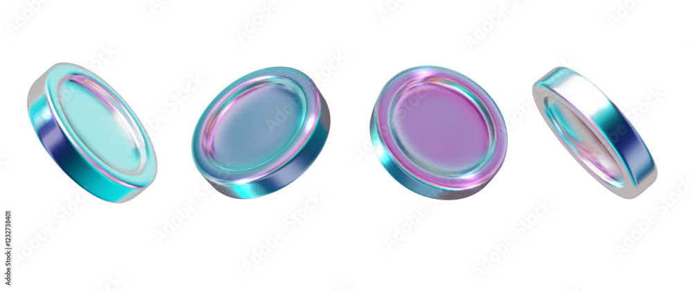 Canvas Prints chrome 3d coin holographic collection. metal realistic shape 3d chrome vector for modern futuristic 