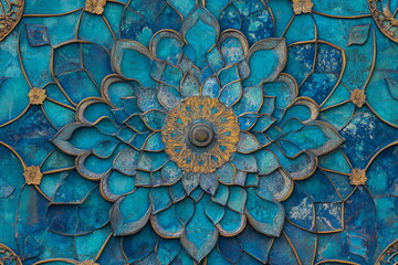 Traditional Uzbekistan ornament with intricate floral and geometric patterns in vibrant colors. National decorative art and textile design.

