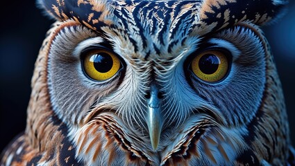 Close-Up of an Owl's Piercing Eyes Capturing the Mysterious Night