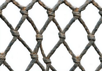 Fototapeta premium A detailed shot of a football or tennis net, featuring a rope mesh on a white background