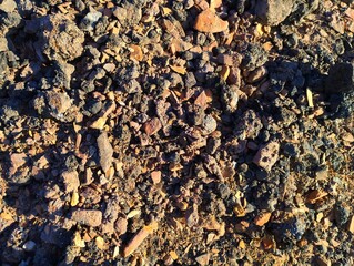 Background from waste from burning coal. Multicolored texture, from waste coal. Industrial background.