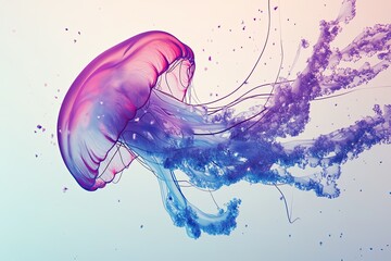Fototapeta premium Isolated abstract shape of swirling jellyfish on a transparent background, photo