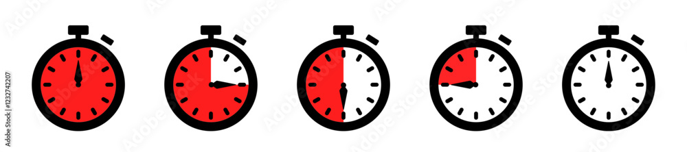 Poster stopwatch icons set. timer symbols. set icons sandglass. timer clock flat icons. time management. ti