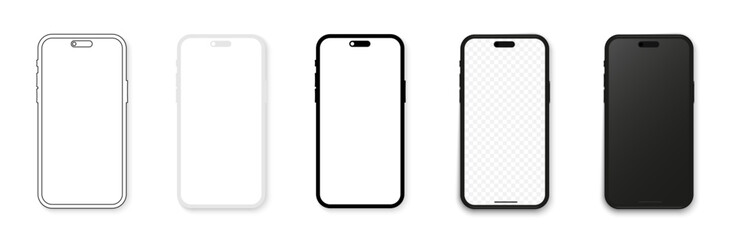 Smartphone Vector illustration. Realistic smartphone mockup. Mobile phone mockup vector with blank screen. Smartphone mockup front view. Realistic smartphone models