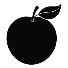 Peach Silhouette Vector Art Illustration and Peach Fruit Black Color Artwork Design