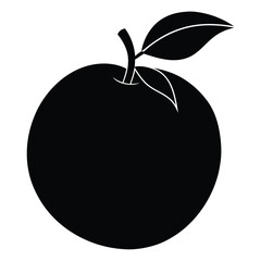 Peach Silhouette Vector Art Illustration and Peach Fruit Black Color Artwork Design