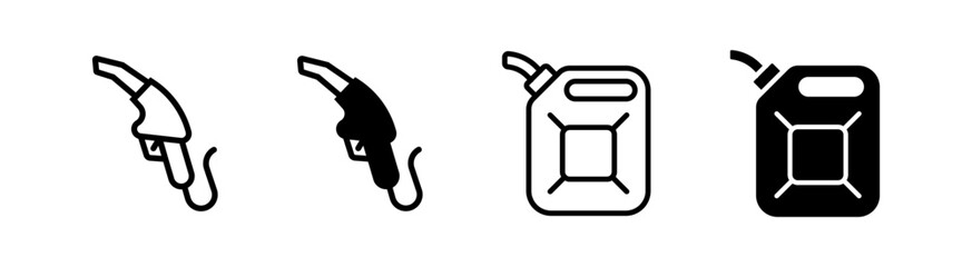Filling station and canister. Fuel vector icons set.