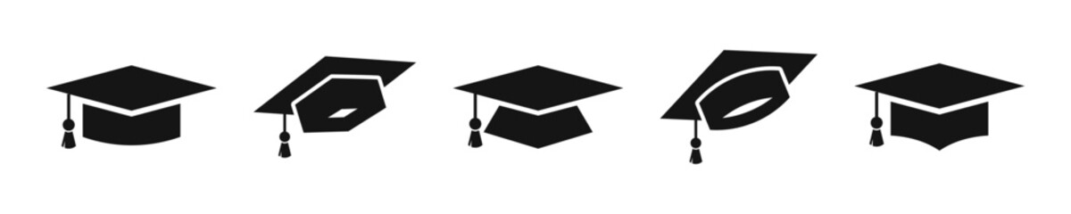 Student cap symbols. Education and success illustrations