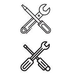 Repair Tools Icons Wrench Screwdriver Set Maintenance