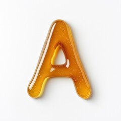 Obraz premium Creating a honey letter with golden, glossy texture on a white background