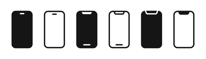 Basic phone shapes. Smartphone icons for devices