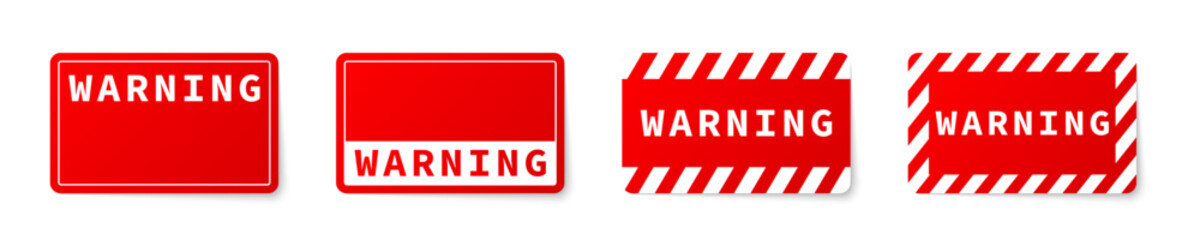 Hazard alert symbols. Red caution vector signs