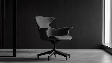 Fototapeta premium A sophisticated office chair with a gently curved backrest and ergonomic armrests
