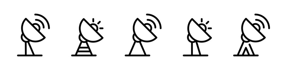 Dish antenna vector icon set.