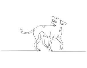 Continuous line drawing of dog. Single line illustration of dog animal. International dog day concept. Editable outline