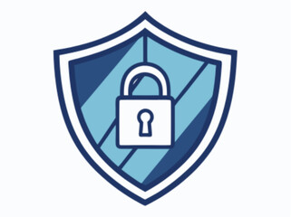 Blue Shield with Lock Icon for Cybersecurity and Data Protection