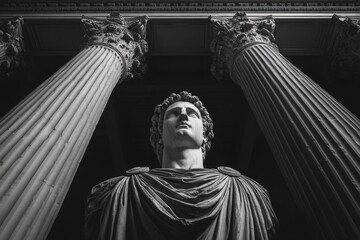 Fototapeta premium Black and white dramatic sculpture in classic architecture setting