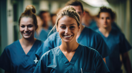 Fototapeta premium generated illustration of nurse doctor sit relax in seminar training class nurse doctor group.