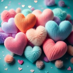 Fototapeta premium soft puffy hearts