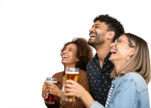 friends drinking alcohol isolated on white background