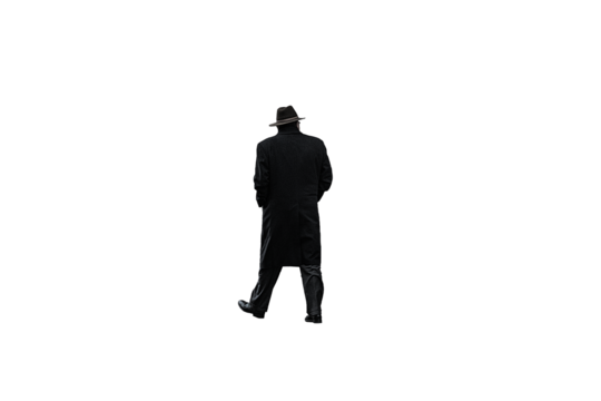 Rear view of an adult man in the winter png isolated transparent