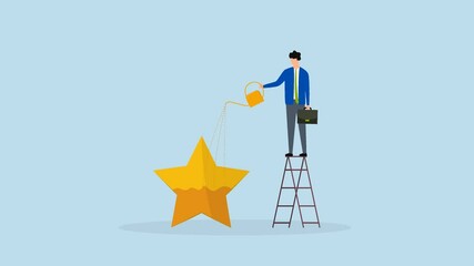 motivation to success or being excellence, 4k animation of aspiring entrepreneur embody shining star value symbolizing achievement. 