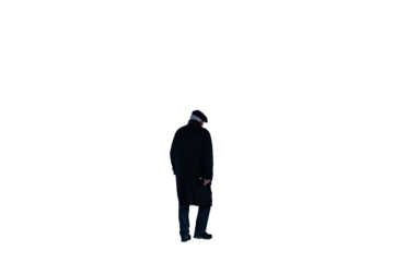 Rear view of an old man in the winter png isolated transparent