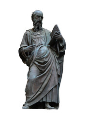 Fototapeta premium cutout on transparent background PNG file of the bronze statue of St. John the Evangelist from the year 1515 by Baccio da Montelupo Italy.