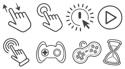 Simple Vector Icons Representing User Interface Interactions