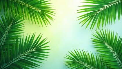 Overlapping green palm fronds, tropical texture, holiday, texture