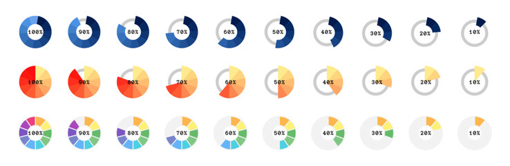 Loading bar icons. Progress indicators in gradient colors vector icon set.