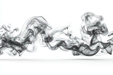 Black smoke swirling on white background with subtle shadow