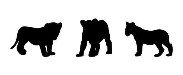 Tiger cub lion cub splash, children's cute cartoon home decoration vector set