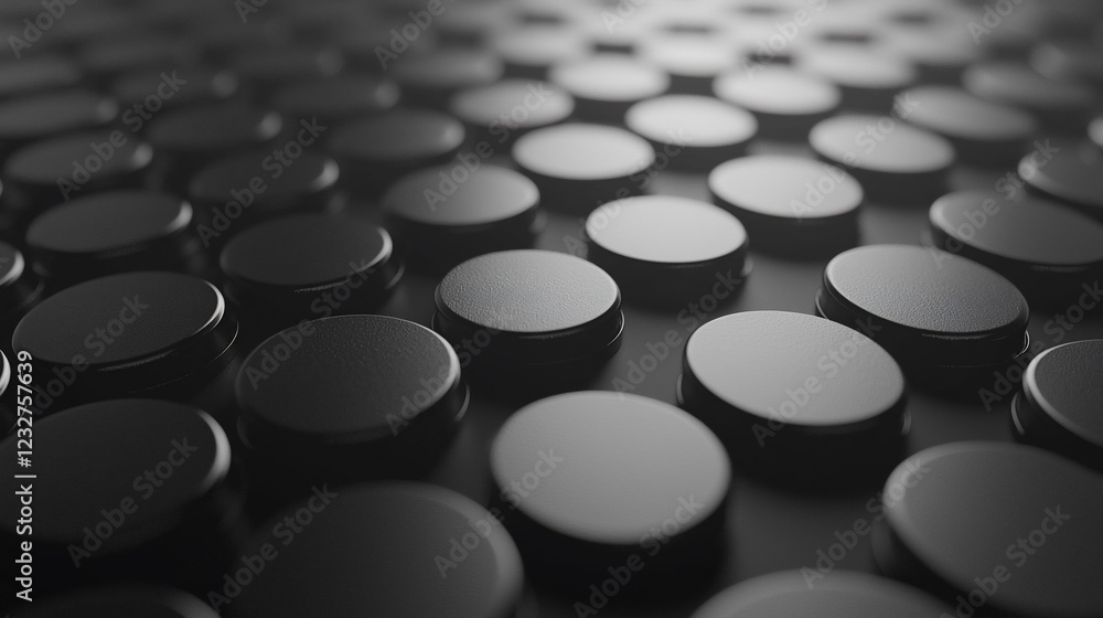 Poster Abstract Black Circular Objects Arranged In Rows