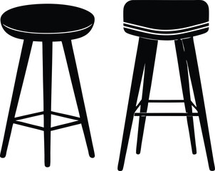 Set of Bar Stool Icon Silhouette Vector Illustration design