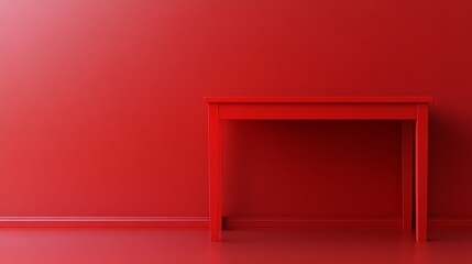 Red Table Against a Red Wall: Minimalist Interior Design